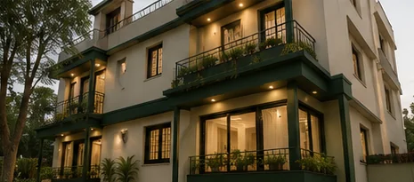 The Kineva home in Koramangala, exterior at dusk